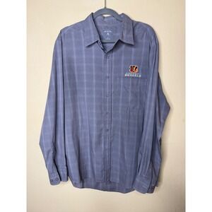 Antigua XL Cincinnati Bengals Button‎ Down Shirt Long Sleeve Plaid stitched